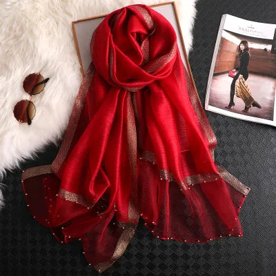 Summer Silk & Wool Long Scarf – Soft Lightweight Wrap for Women