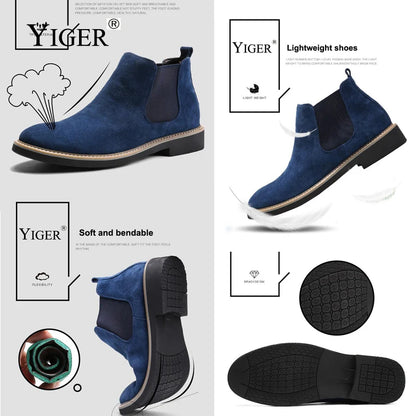 YIGER Men’s Chelsea Boots – Leather Slip