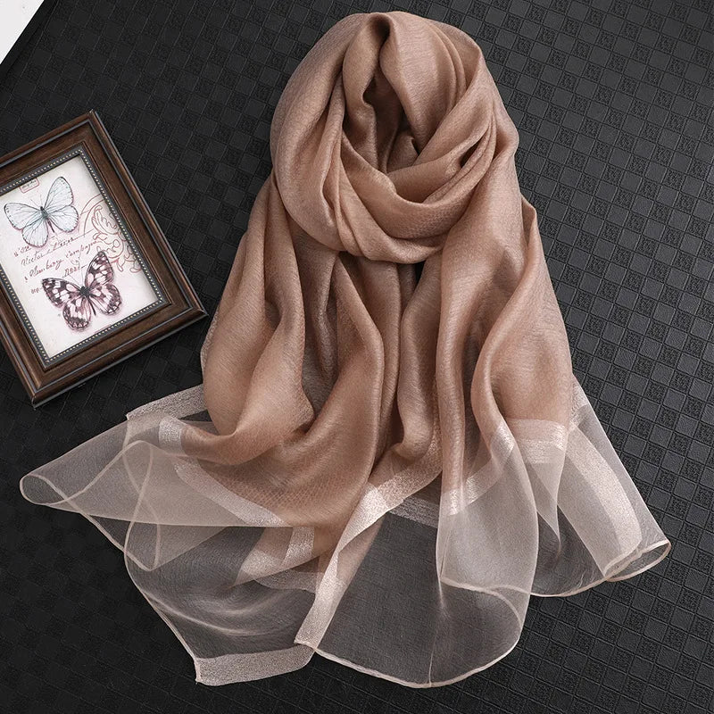 Summer Silk & Wool Long Scarf – Soft Lightweight Wrap for Women