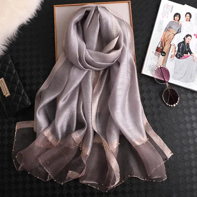 Summer Silk & Wool Long Scarf – Soft Lightweight Wrap for Women