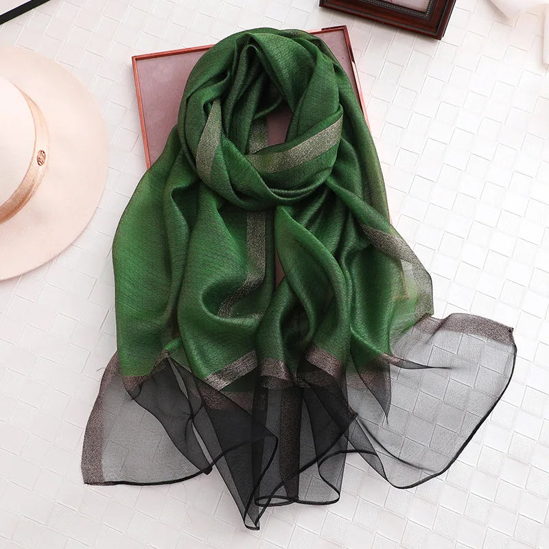 Summer Silk & Wool Long Scarf – Soft Lightweight Wrap for Women