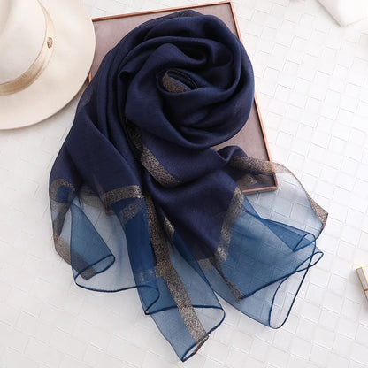 Summer Silk & Wool Long Scarf – Soft Lightweight Wrap for Women