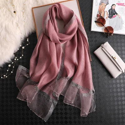 Summer Silk & Wool Long Scarf – Soft Lightweight Wrap for Women