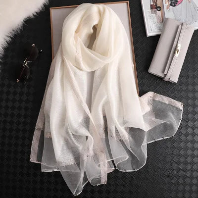 Summer Silk & Wool Long Scarf – Soft Lightweight Wrap for Women