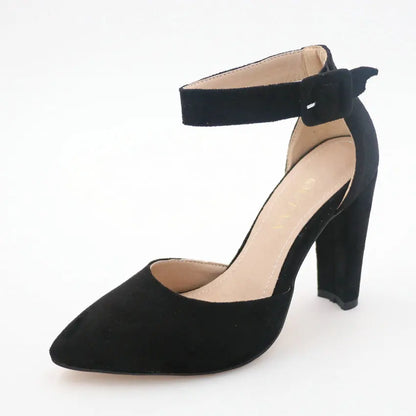QUTAA Women Pumps Fashion Women Shoes Party Wedding Super Square High Heel Pointed Toe Red Wine Ladies Pumps Size 34-43