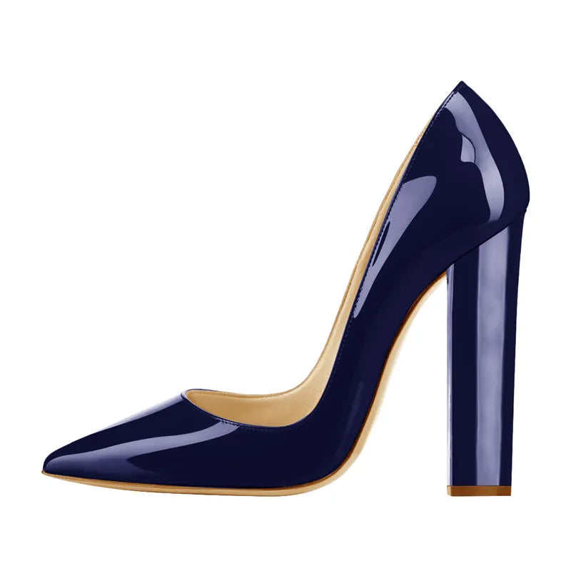 Onlymaker Women's Pointed Toe Block Heel Pump