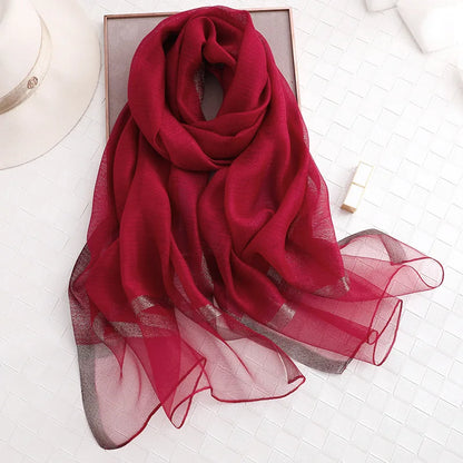 Summer Silk & Wool Long Scarf – Soft Lightweight Wrap for Women