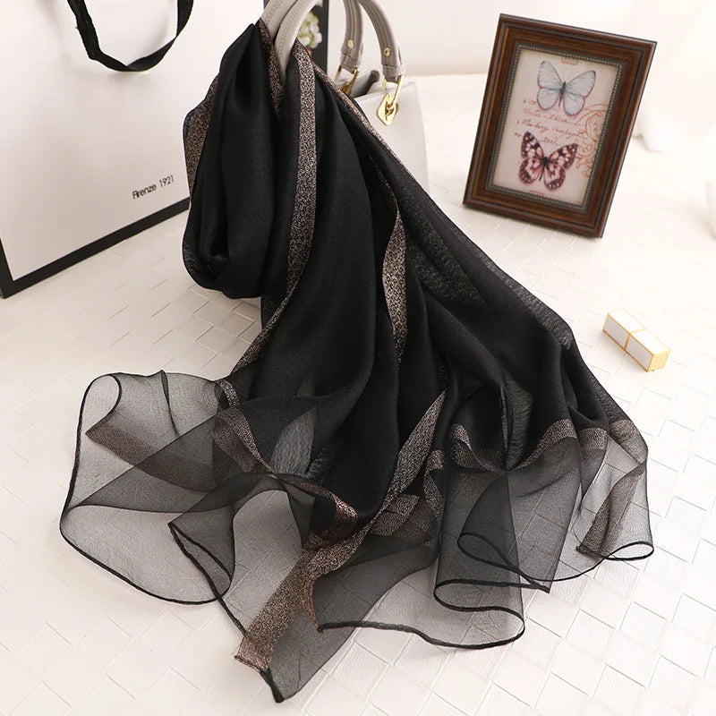 Summer Silk & Wool Long Scarf – Soft Lightweight Wrap for Women