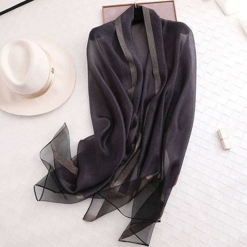 Summer Silk & Wool Long Scarf – Soft Lightweight Wrap for Women