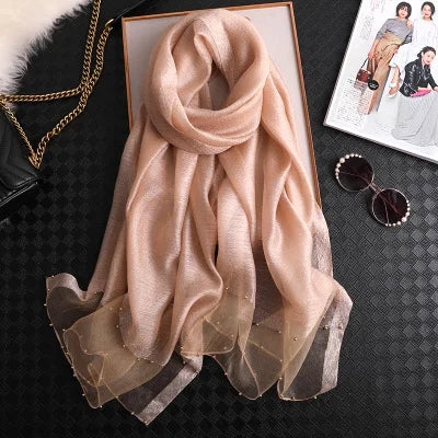 Summer Silk & Wool Long Scarf – Soft Lightweight Wrap for Women