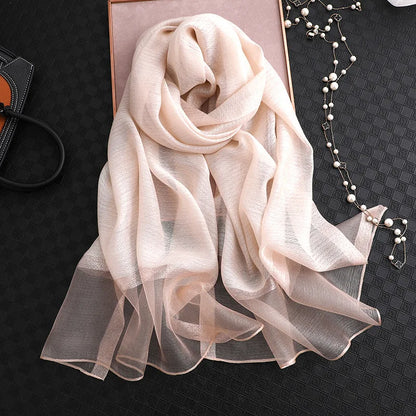 Summer Silk & Wool Long Scarf – Soft Lightweight Wrap for Women