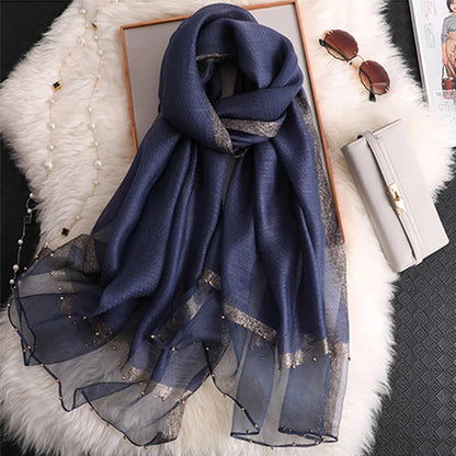 Summer Silk & Wool Long Scarf – Soft Lightweight Wrap for Women