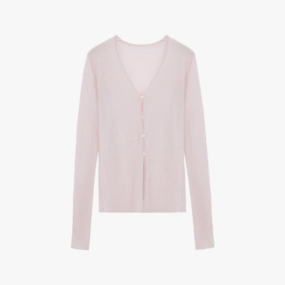 "Long Island Vacation" Wool Blend V-Neck Straight Shoulder Knitted Cardigan Spring