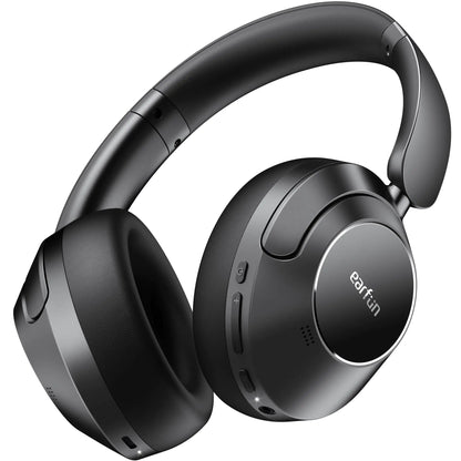 EarFun Wave Pro Active Noise Canceling Headphones Wireless Over Ear Bluetooth Headphones LDAC Hi-Res Sound 5 Mics AI Clear Call 80H Playtime Multipoint Connection Comfort Fit Custom EQ via App