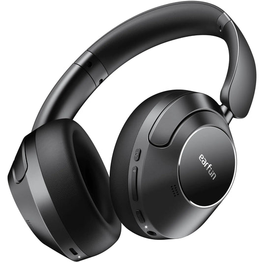 EarFun Wave Pro Active Noise Canceling Headphones Wireless Over Ear Bluetooth Headphones LDAC Hi-Res Sound 5 Mics AI Clear Call 80H Playtime Multipoint Connection Comfort Fit Custom EQ via App