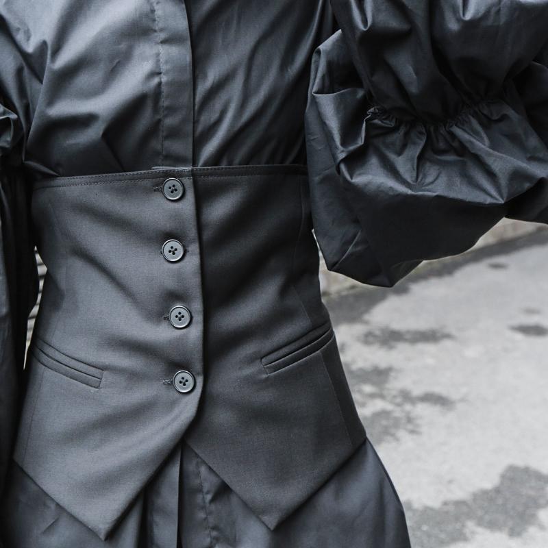 Akino High - Waisted Button Front Vest in Black - eighttwentytwo92