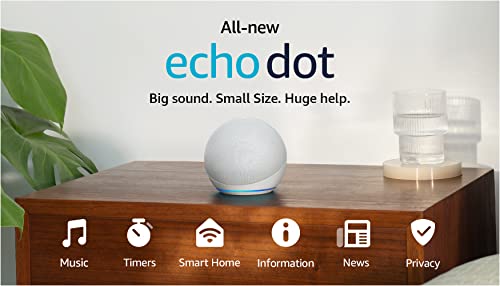 Amazon Echo Dot (newest model), Vibrant sounding Alexa speaker, Great for bedrooms, dining rooms and offices, Glacier White - eighttwentytwo92