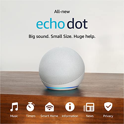 Amazon Echo Dot (newest model), Vibrant sounding Alexa speaker, Great for bedrooms, dining rooms and offices, Glacier White - eighttwentytwo92