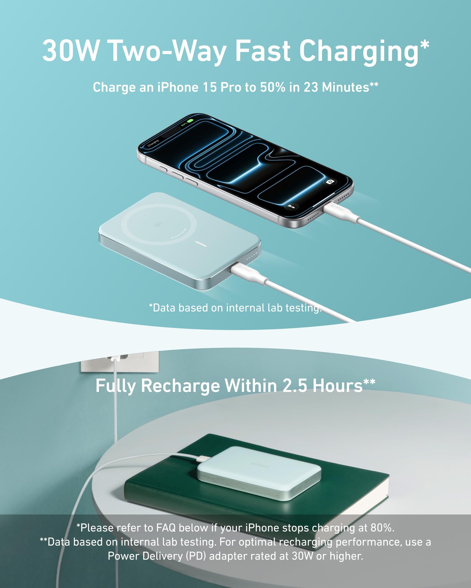 Anker MagGo Power Bank, Ultra - Slim 10,000mAh Magnetic Battery Pack, Qi2 Certified 15W Ultra - Fast MagSafe Compatible Portable Charger, Ergonomic Design, for iPhone17/16/15/14 Series Only（Not for Pixel） - eighttwentytwo92