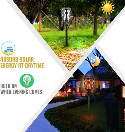 Upgraded Larger Solar Torch Lights, Waterproof Outdoor Dancing Flames Light, Flickering Flames Garden Lights, Landscape Decoration Pathway Patio Lights 43" 96 LED (4 Pack)