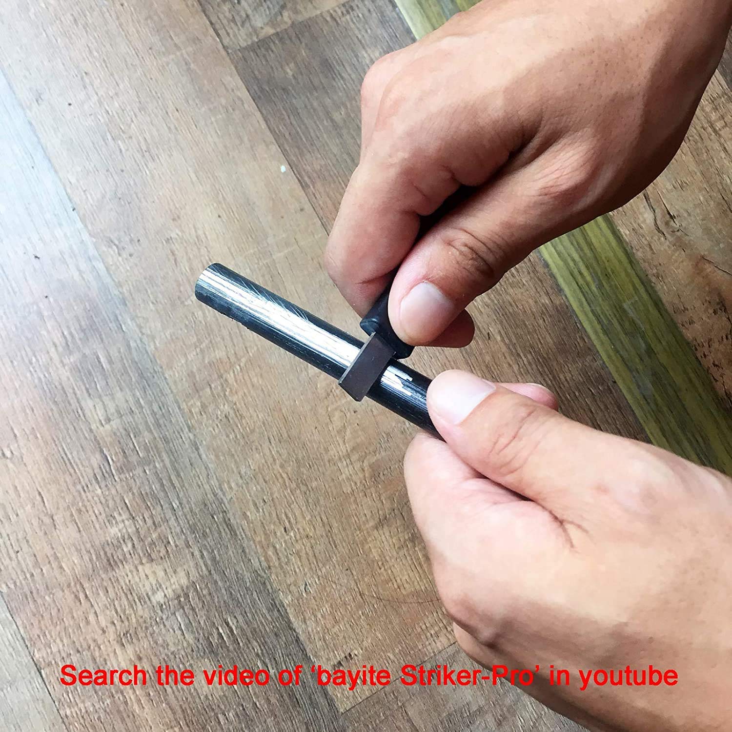 bayite 4 Inch Survival Ferrocerium Drilled Flint Fire Starter, Ferro Rod Kit with Paracord Landyard Handle and Striker, 4"(Long) x 3/8"(Diameter) - eighttwentytwo92