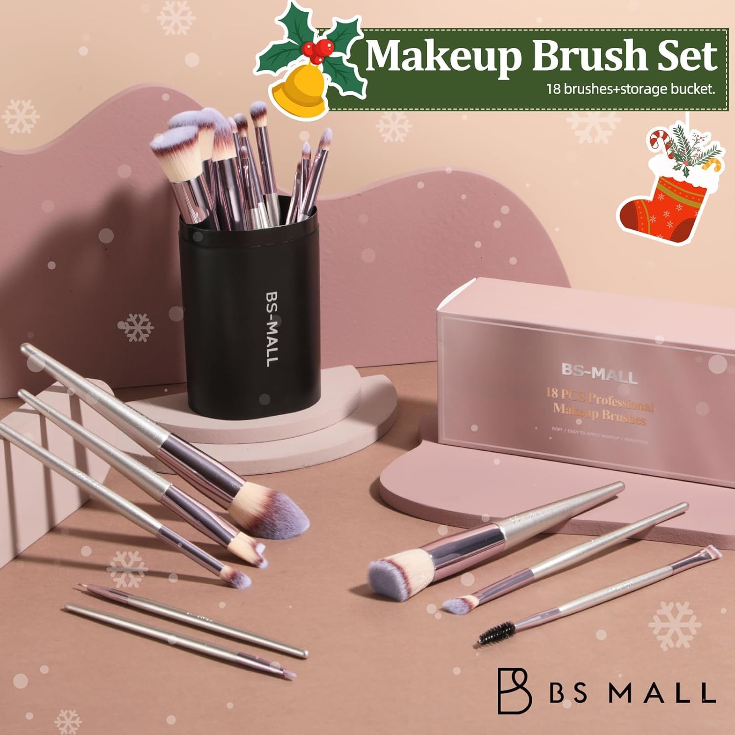 BS - MALL Makeup Brush Set 18 Pcs Premium Synthetic Foundation Powder Concealers Eye shadows Blush Makeup Brushes with black case - eighttwentytwo92