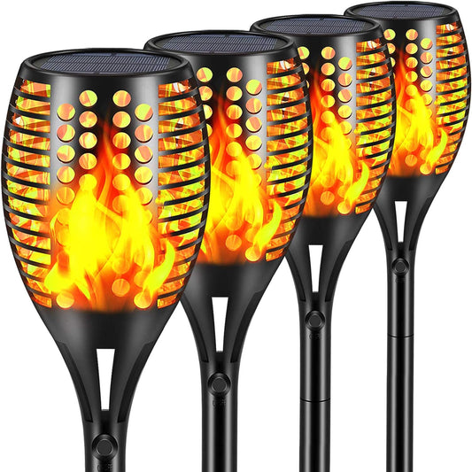 Upgraded Larger Solar Torch Lights, Waterproof Outdoor Dancing Flames Light, Flickering Flames Garden Lights, Landscape Decoration Pathway Patio Lights 43" 96 LED (4 Pack)