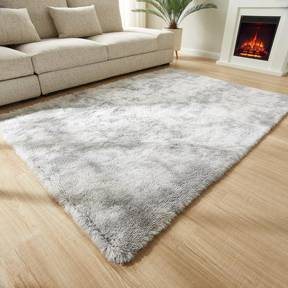 round Rainbow Rug, 4Ft Fluffy Shag Fuzzy Soft Circular Rug for Bedroom, Nursery, Kids Room, Indoor Plush Shaggy Furry Home Decor