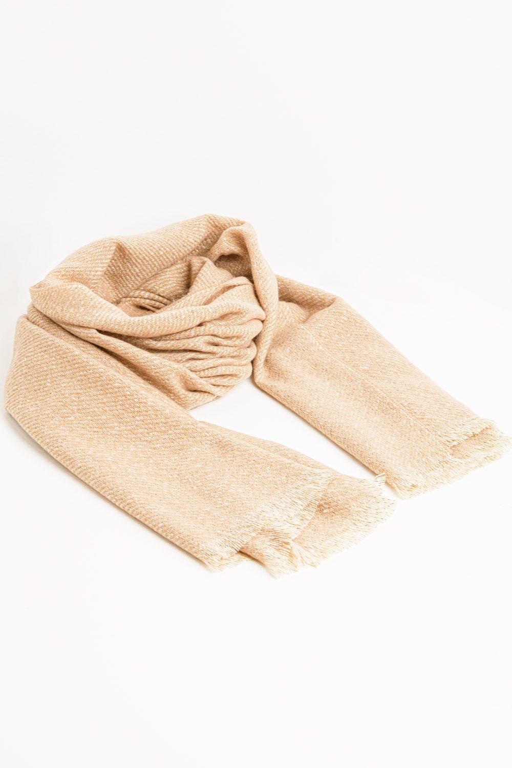 Camel - Colored Scarf With Gold Thread Detail - eighttwentytwo92