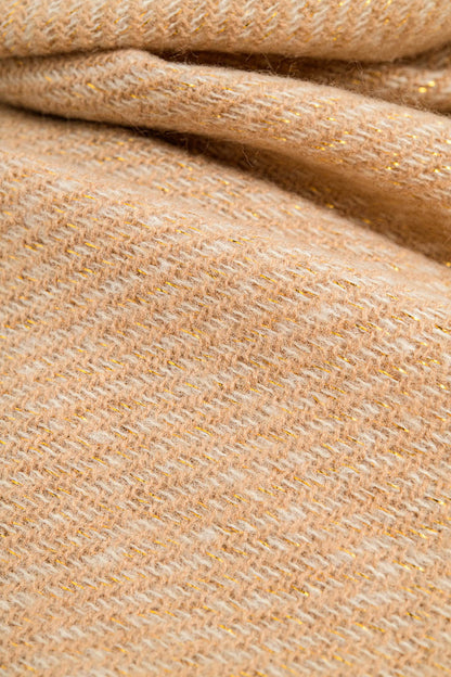 Camel-Colored Scarf With Gold Thread Detail
