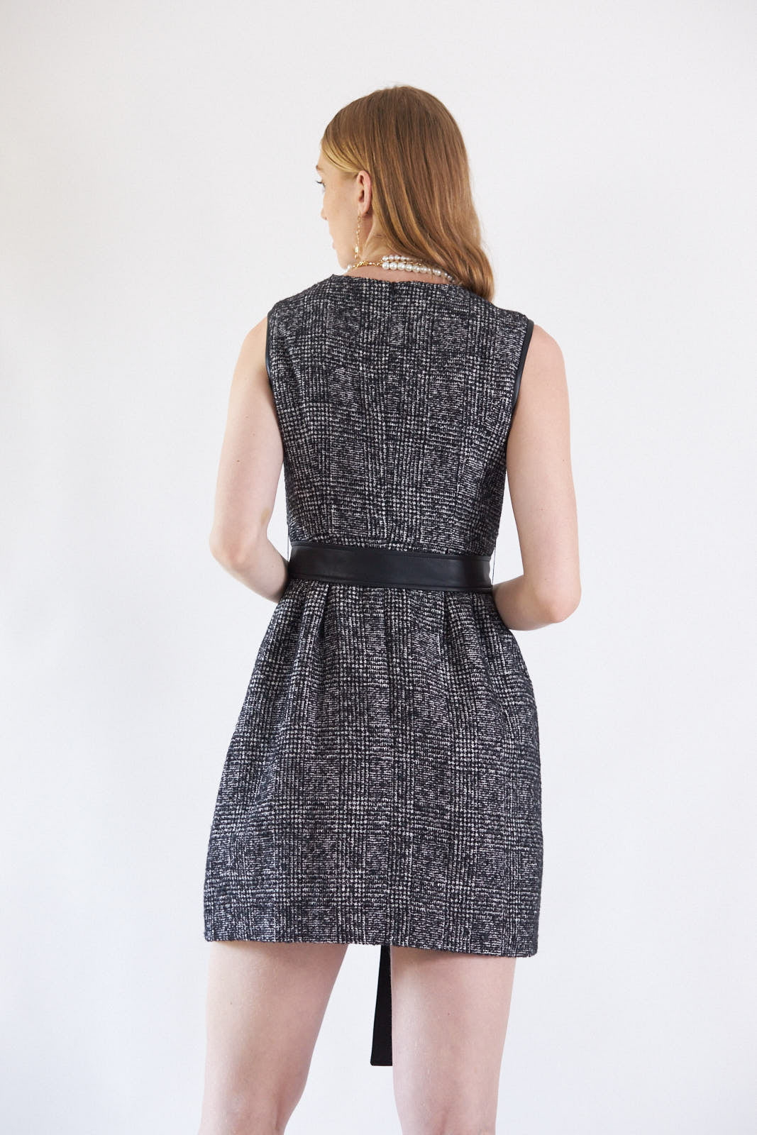 Chic Tweed Mini Dress with Belt Boss Woman Style - eighttwentytwo92