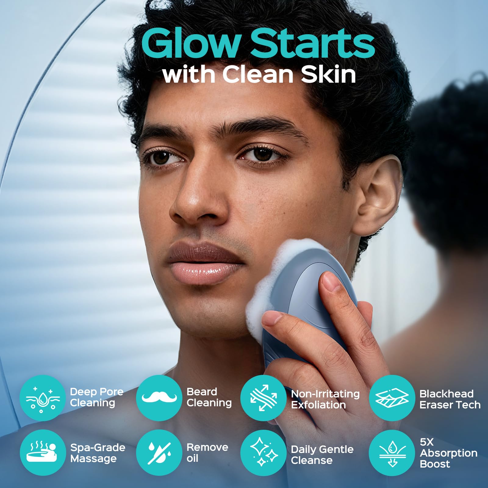 COSLUS Facial Cleansing Brush Face Scrubber: Portable Silicone Waterproof Rechargeable Face Wash Brush, 5 Cleansing Modes, Electric Deep Cleaning for Men & Women, Removing Blackhead, Exfoliating - eighttwentytwo92