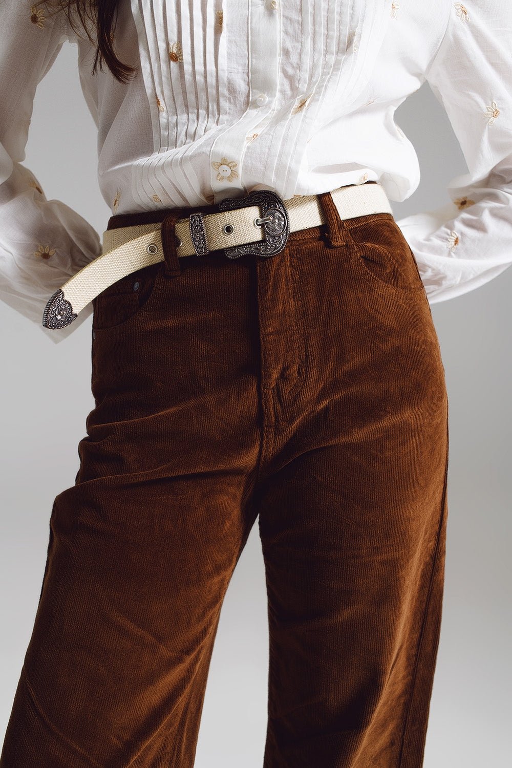 Cropped Cord Pants in Brown - eighttwentytwo92