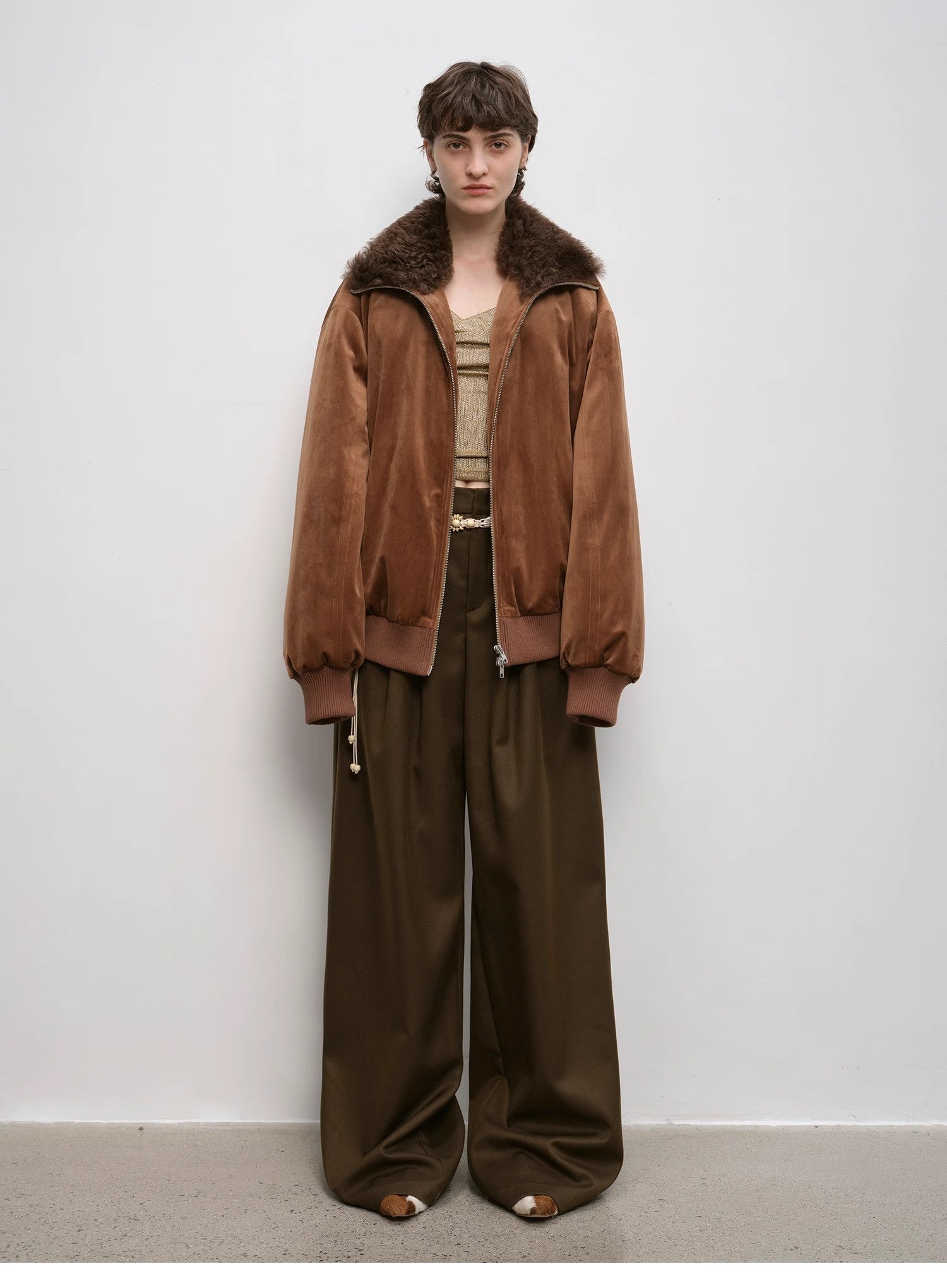 Draped Pleated Wide - Leg Pants for Women | Mid - Rise Tailored Fit Trousers - eighttwentytwo92