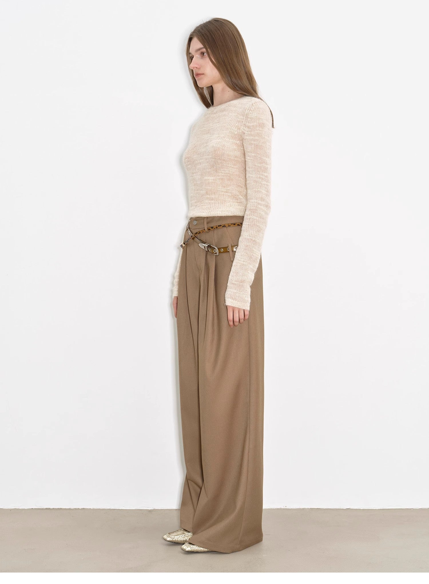 Draped Pleated Wide - Leg Pants for Women | Mid - Rise Tailored Fit Trousers - eighttwentytwo92