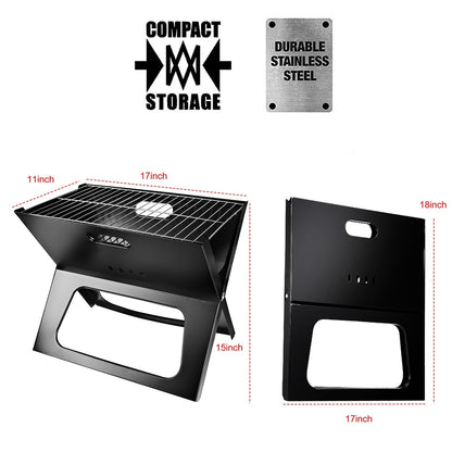 Portable Foldable Charcoal Grill – Compact BBQ with Large Cooking Area