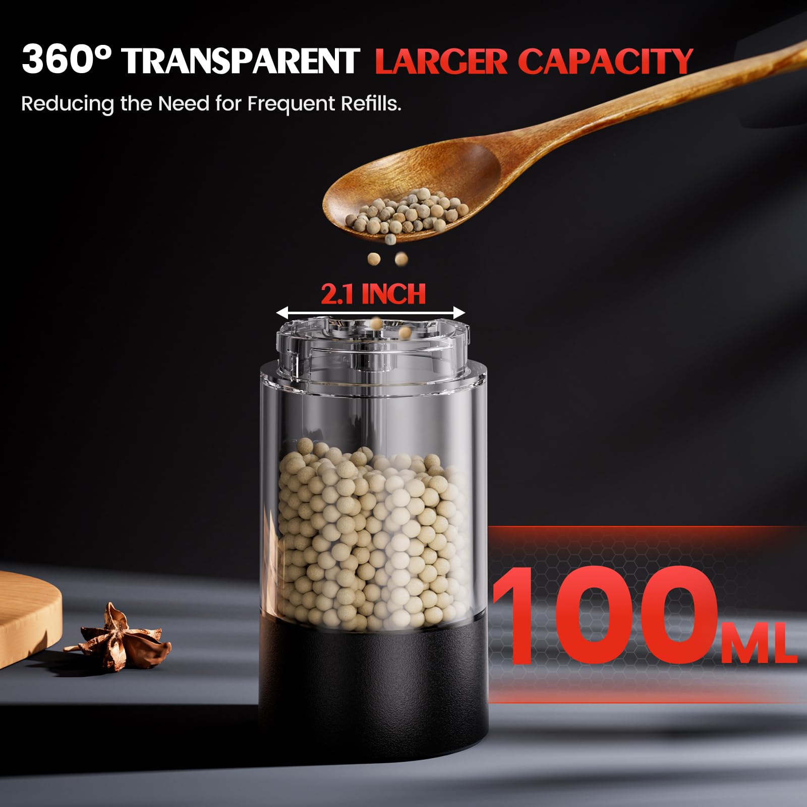 Electric Salt and Pepper Grinder Set Automatic Battery Pepper Mill Shakers Adjustable Coarseness Upgraded Larger Capacity with Led Home and Kitchen Appliances Christmas Gifts for Women - eighttwentytwo92