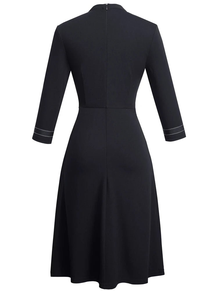 Elegant Fit & Flare Belted A - Line Dress for Women | Knee - Length Office Wear - eighttwentytwo92