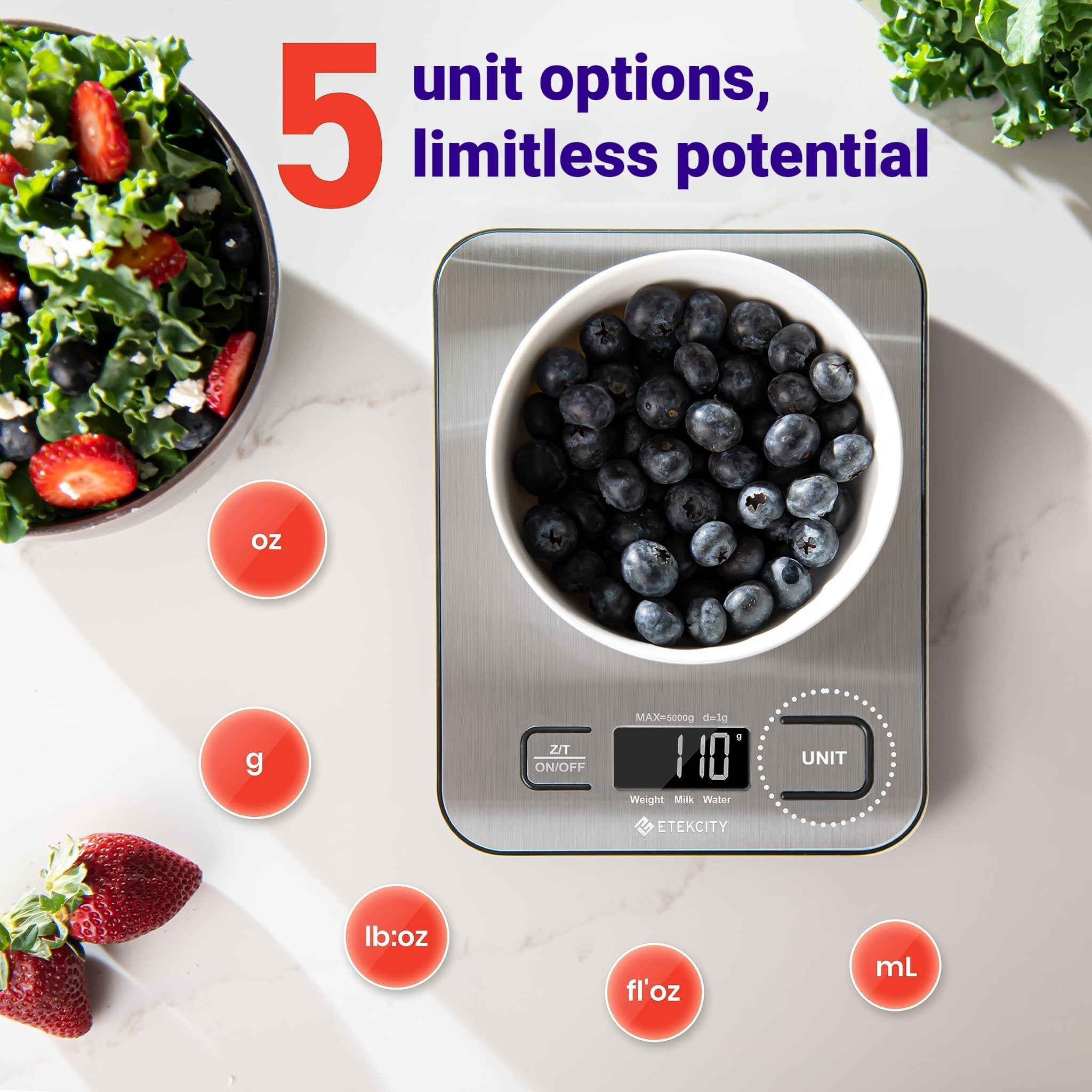 Etekcity Food Kitchen Scale, Digital Grams and Ounces for Weight Loss, Baking, Cooking, Keto and Meal Prep, LCD Display, Medium, 304 Stainless Steel - eighttwentytwo92