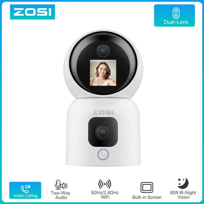 360�� Smart Home Security Camera PTZ Auto Tracking Baby Monitor AI Panoramic HD Night Vision Indoor Wifi Surveillance Camera