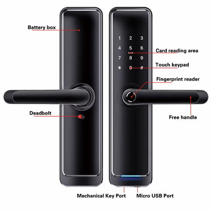 New Model of High Quality Ttlock App Security Electric Password Fingerprint Waterproof Smart Door Lock