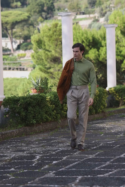 Green Cotton and Viscose Shirt for Autumn/Winter