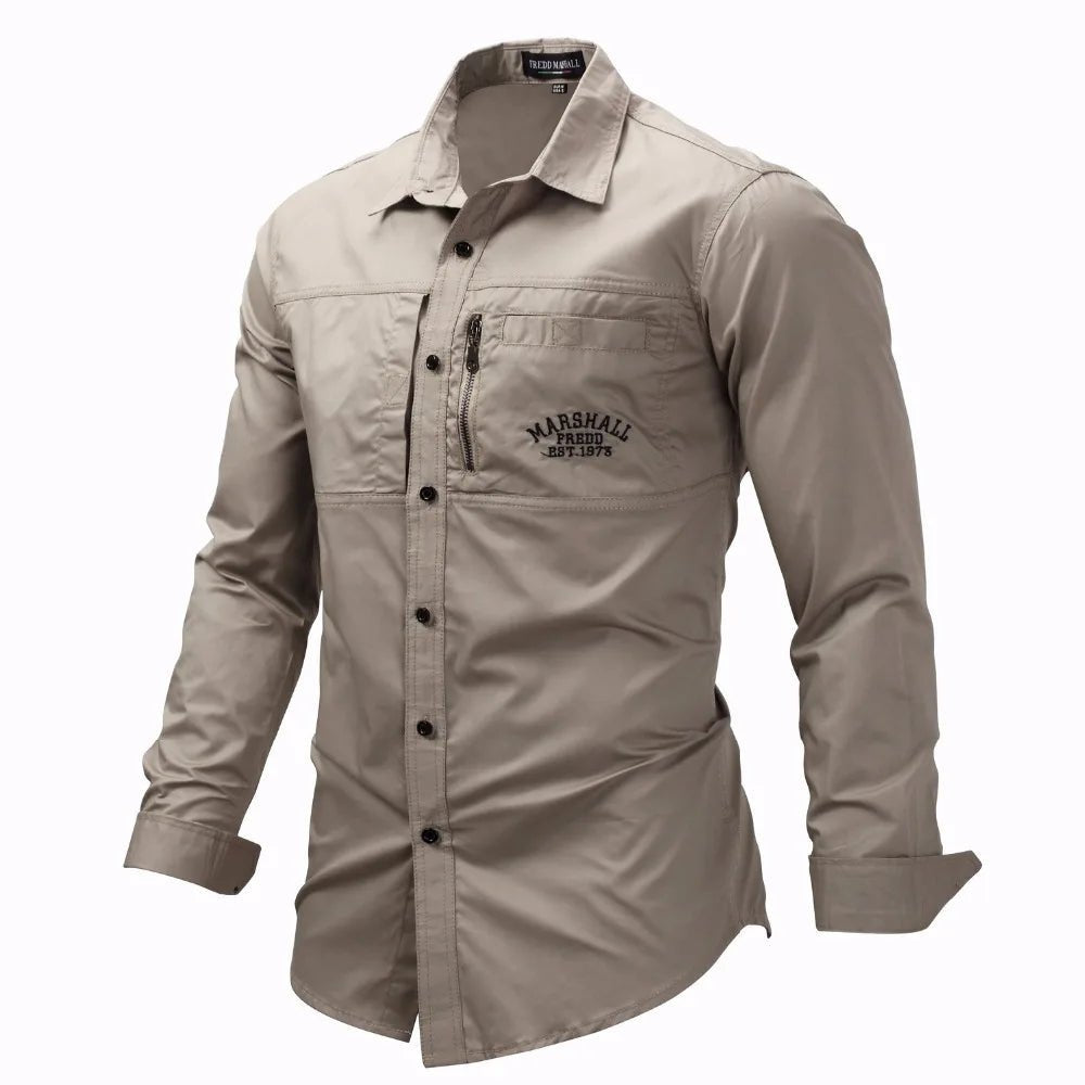 Fredd Marshall Men's Military Cotton Shirt - eighttwentytwo92