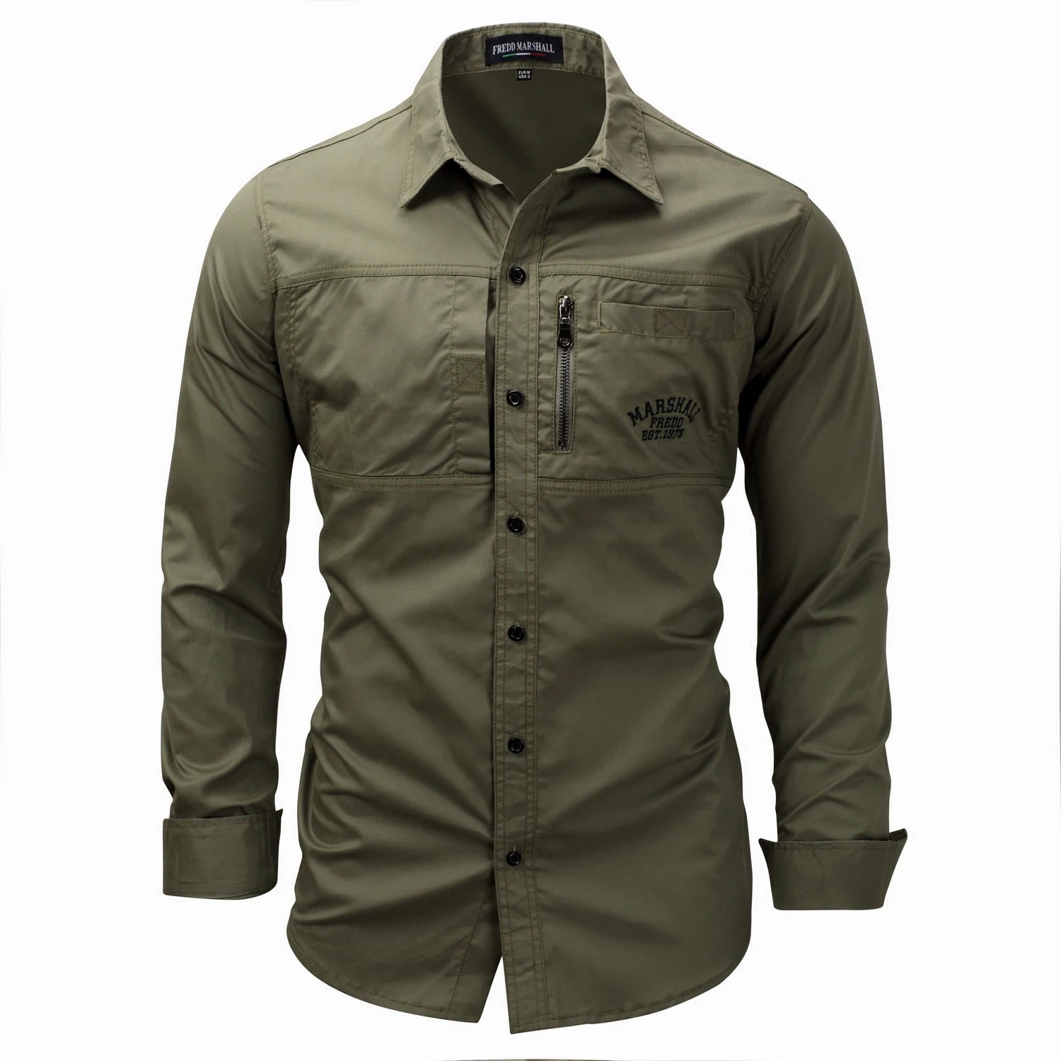 Fredd Marshall Men's Military Cotton Shirt - eighttwentytwo92