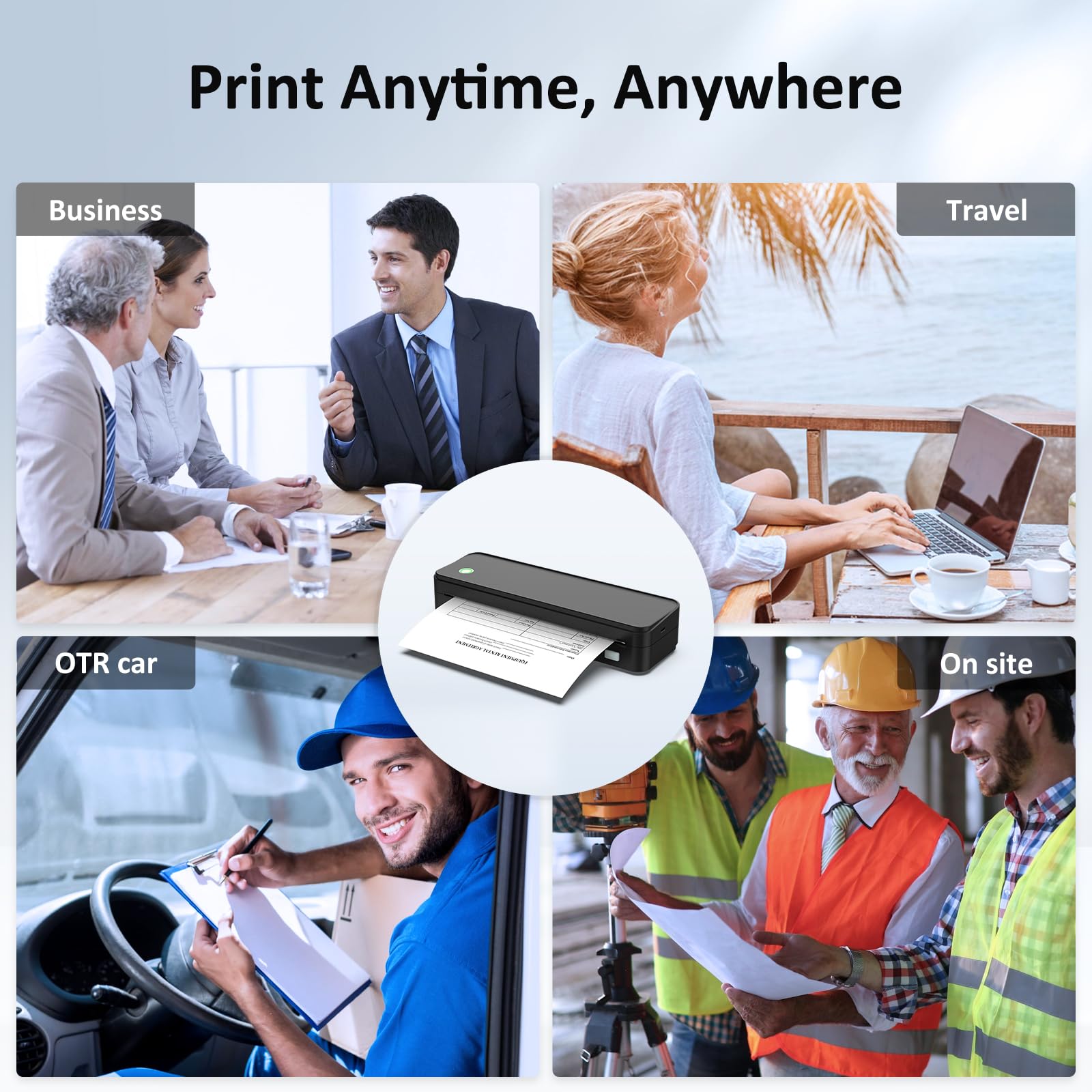 Gloryang Inkless Portable Printer for Travel, Wireless Thermal Printer Supports 8.5 x 11 Inch Thermal Paper, Bluetooth Machine Includes Carry Case and 3 Rolls of Paper Kit, Black - eighttwentytwo92