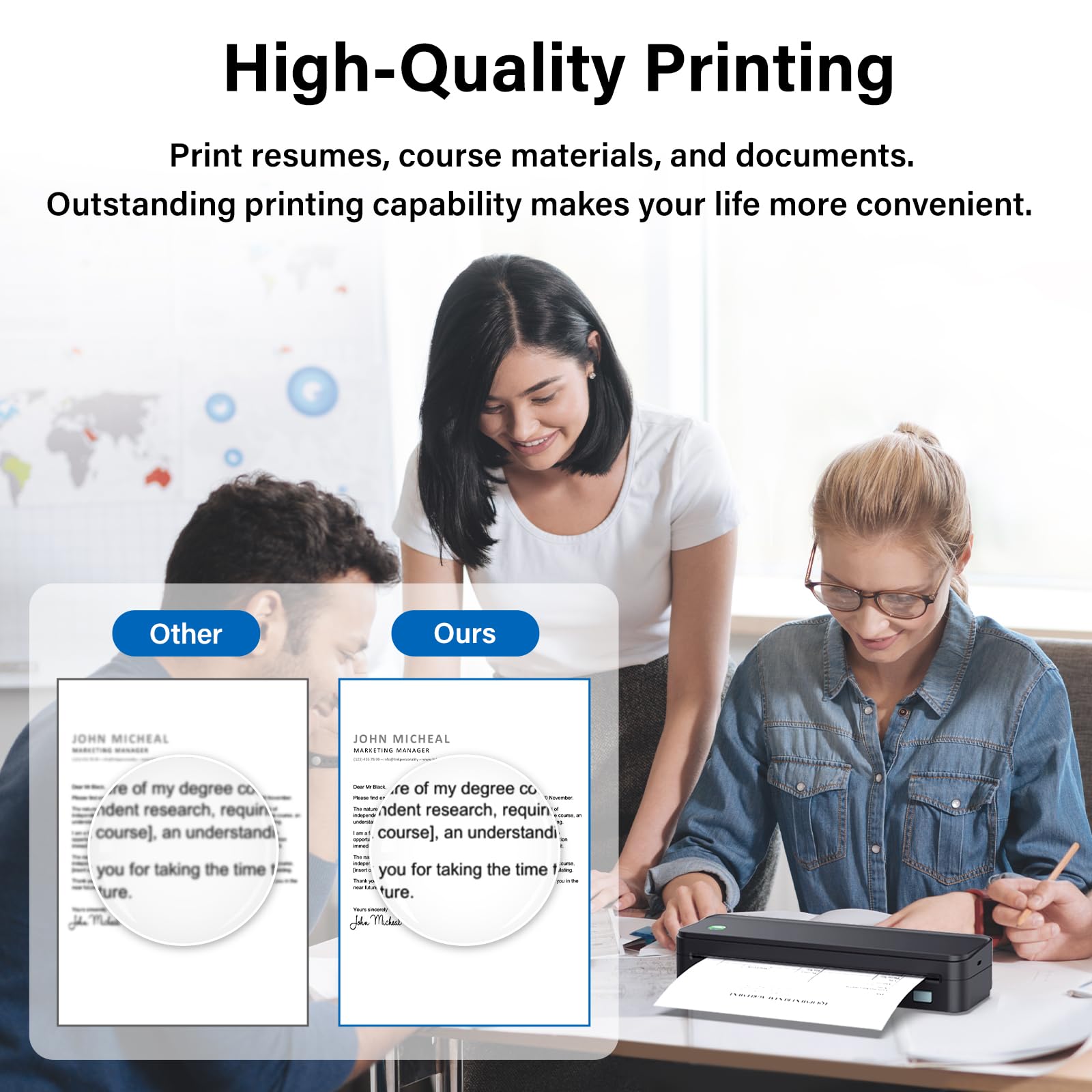 Gloryang Inkless Portable Printer for Travel, Wireless Thermal Printer Supports 8.5 x 11 Inch Thermal Paper, Bluetooth Machine Includes Carry Case and 3 Rolls of Paper Kit, Black - eighttwentytwo92