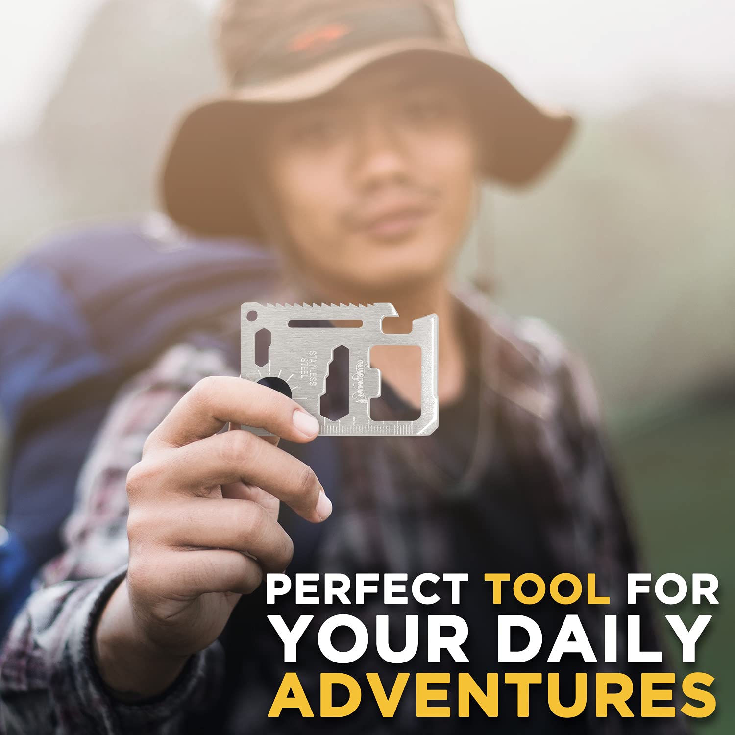 GUARDMAN 11 - in - 1 Survival Credit Card Multitool – Fathers Day Stocking Stuffer Christmas Gift - Multipurpose Tactical Wallet Tool With Bottle Opener, Survival Knife For Men Birthday Dad - eighttwentytwo92