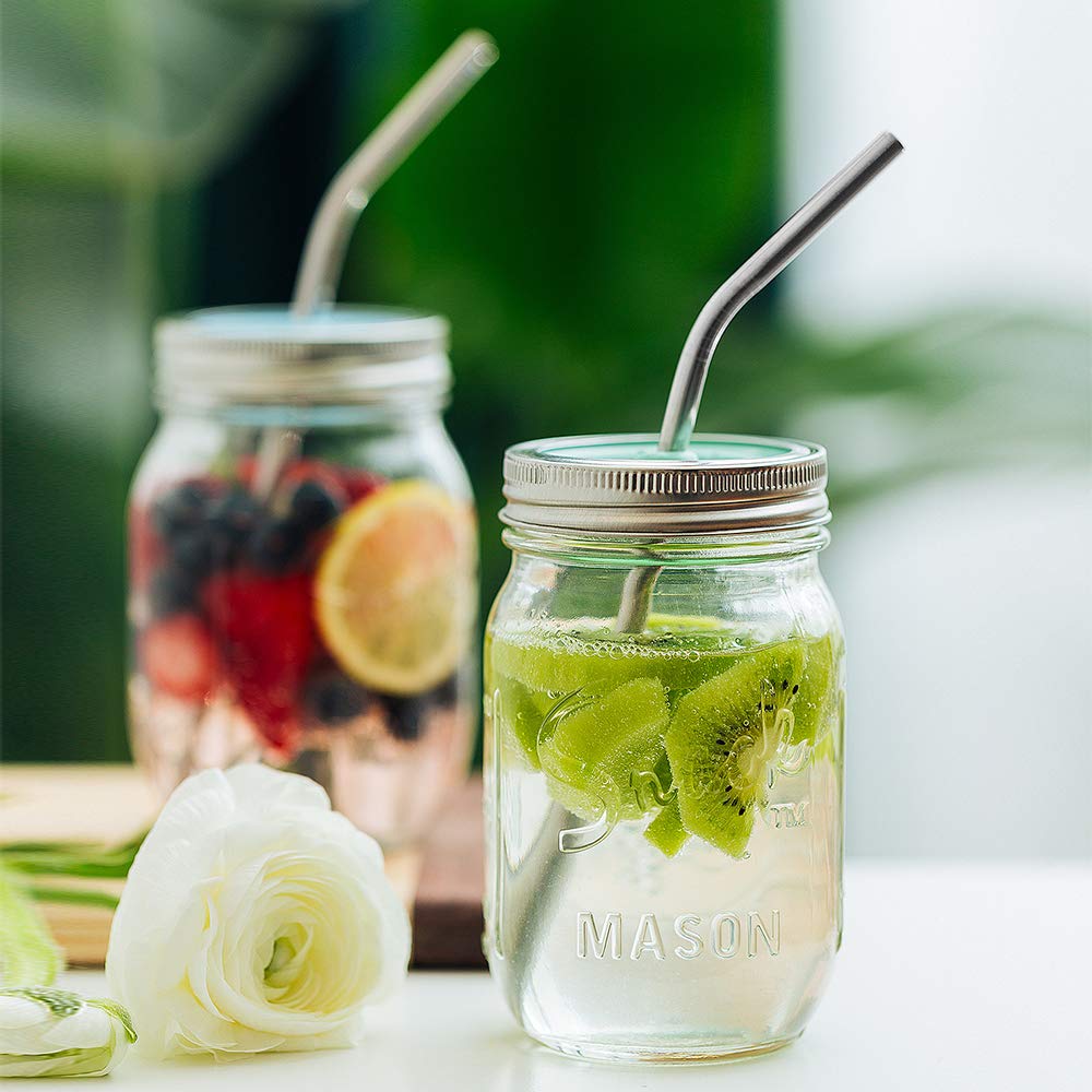 Hiware 12 - Pack Reusable Stainless Steel Metal Straws with Case - Long Drinking Straws for 30 oz and 20 oz Tumblers Dishwasher Safe - 2 Cleaning Brushes Included - eighttwentytwo92