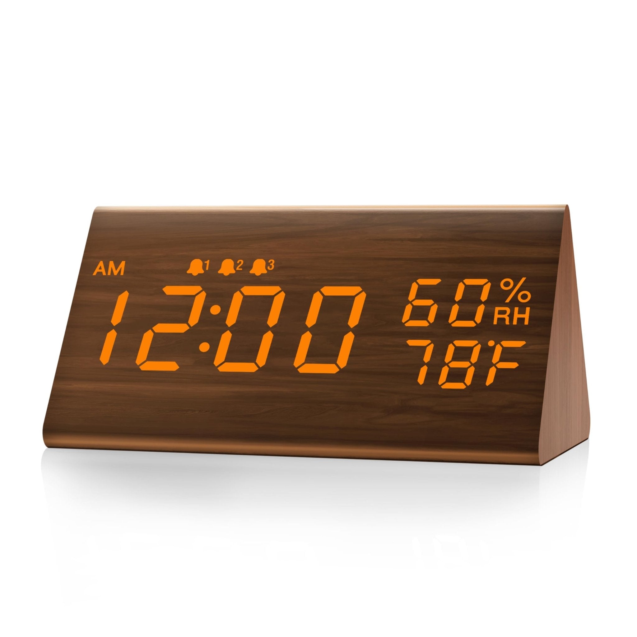 JALL Digital Alarm Clock, with Wooden Electronic LED Time Display, 3 Alarm Settings, Humidity & Temperature Detect, Wood Made Electric Clocks for Bedroom, Bedside (Brown) - eighttwentytwo92
