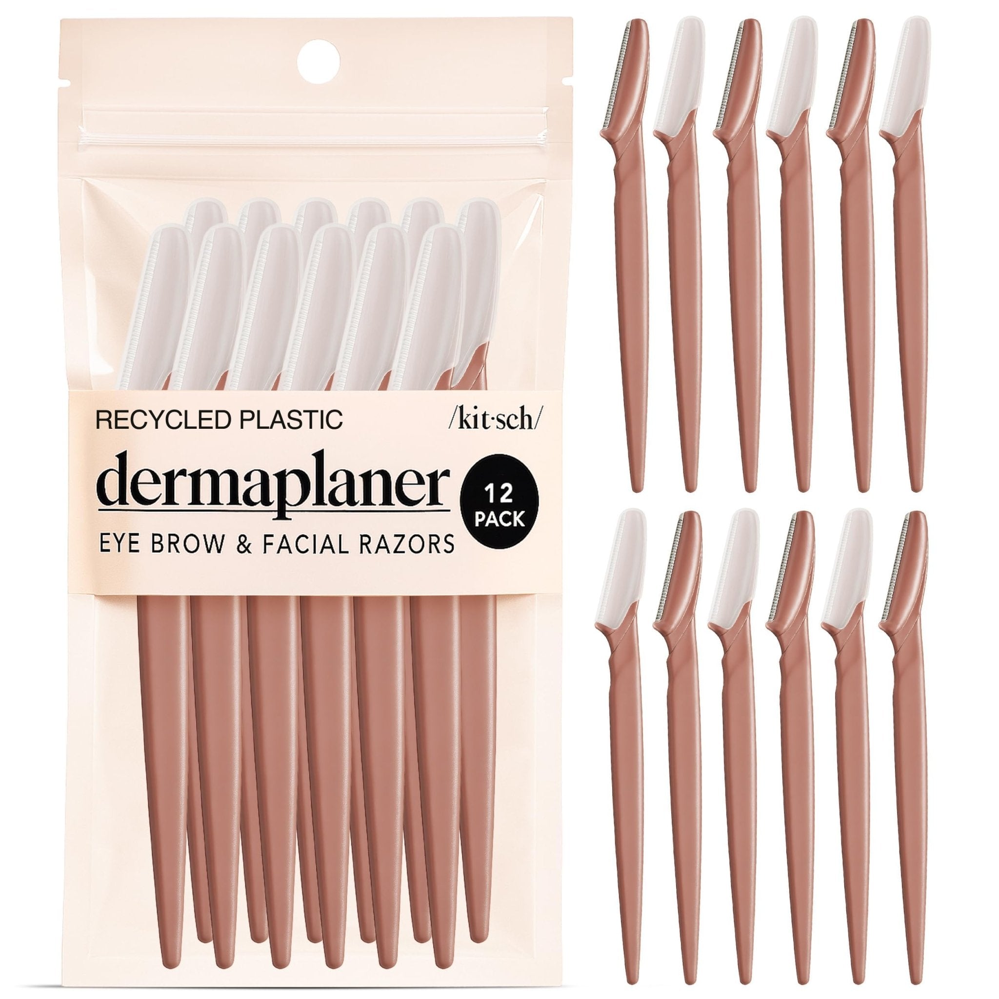 Kitsch Dermaplane Razor for Women Face – Face Razors for Women & Men, Eyebrow Trimmer & Face Shaver – Exfoliating Facial Razor & Skin Care Tool for Smoother Skin - Terracotta, 12 pcs - eighttwentytwo92
